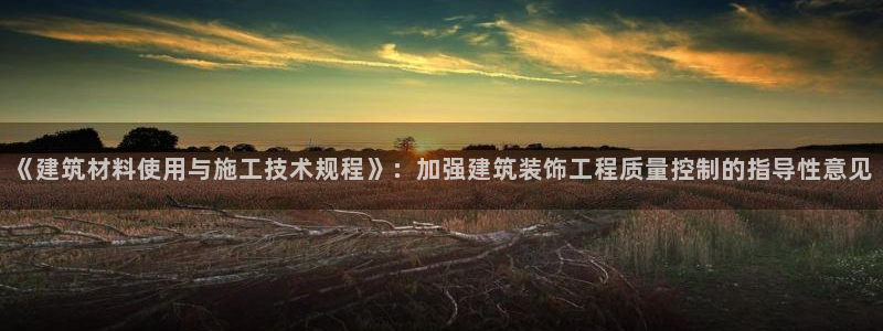 打造娱乐新航母：《建筑材料使用与施工技术规程》：加强建筑装饰